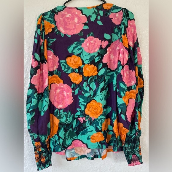 NWT Anthropologie Plenty by Tracy Reese Puff-Sleeved Floral Blouse Pink; size S - Picture 7 of 7